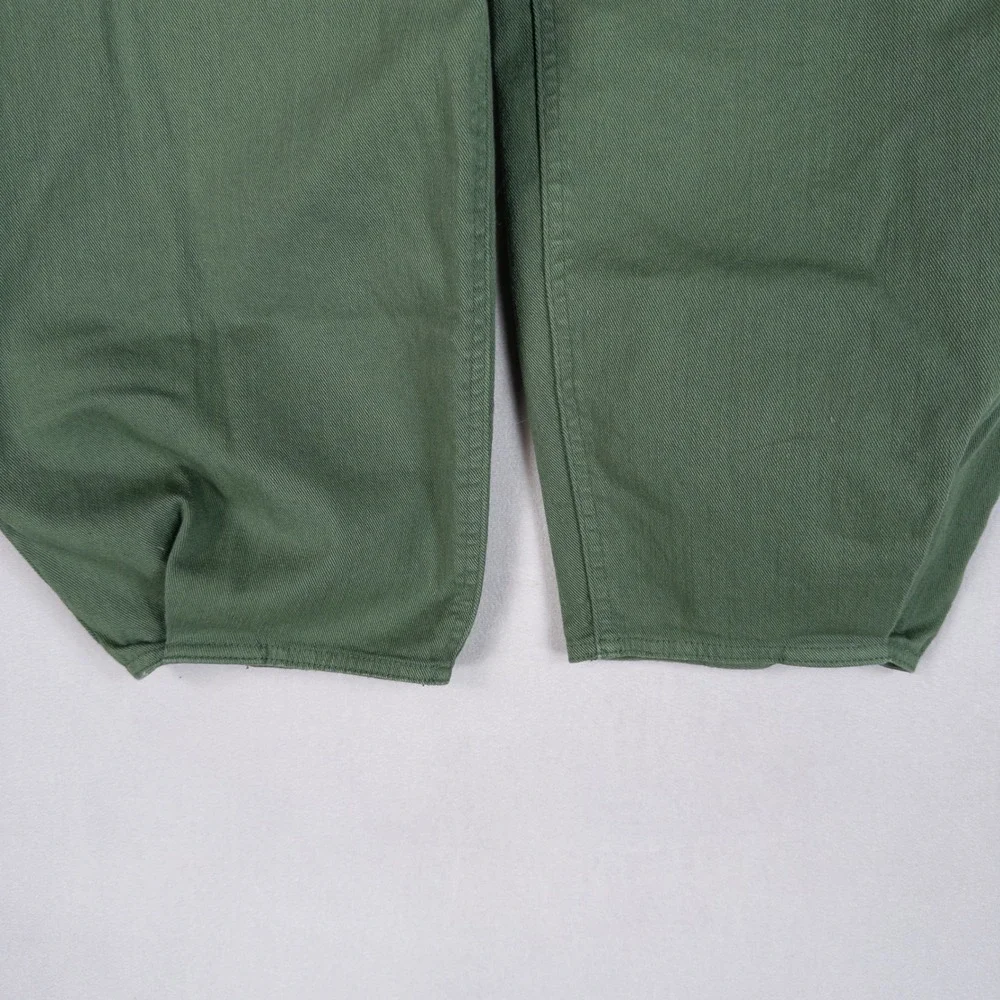 Tibi Brancusi Pant Jeans Womens 30 Green Stretch Barrel Leg Crop High Rise - Picture 4 of 13